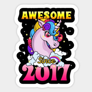 Funny Awesome Unicorn Since 2017 Cute Gift Sticker